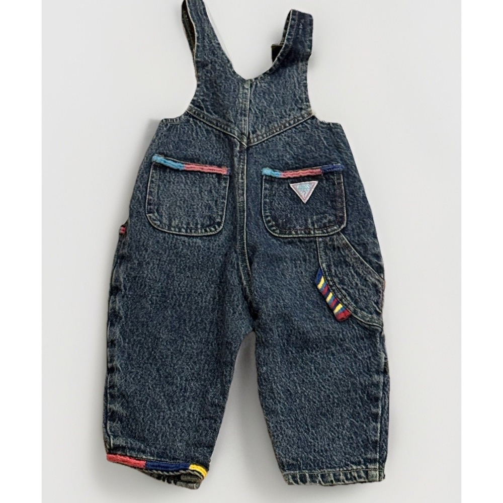Vintage GUESS Kids Overalls Toddler 18M Acid USA Made Hip Hop Skate 80s 90s Rare